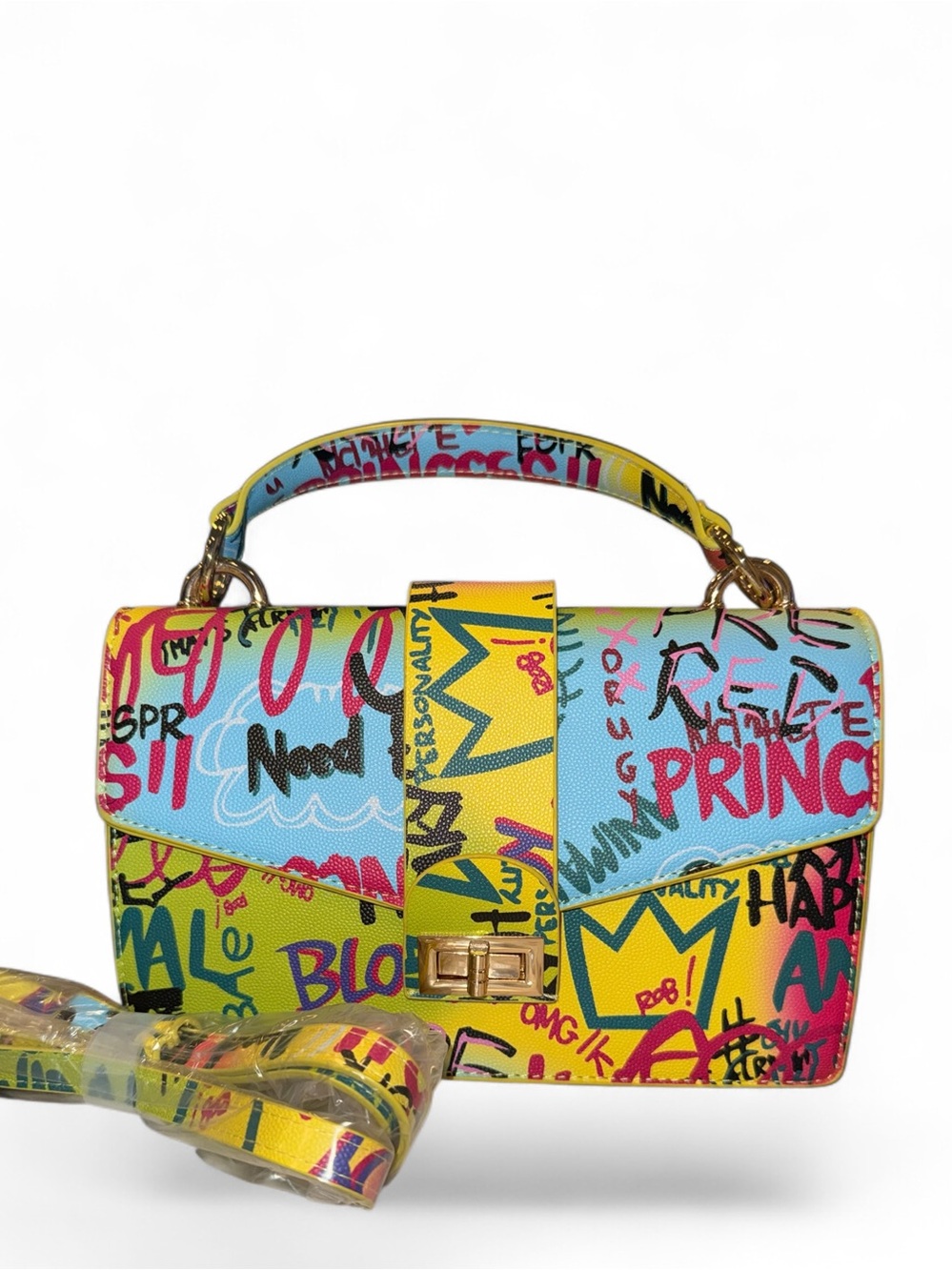 CLASSIC FASHION Graffiti Print Top-Handle Crossbody Bag - NWT